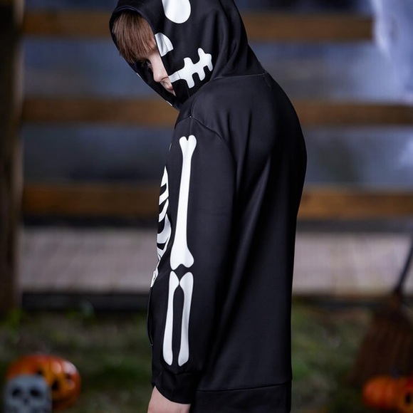 Halloween BesserBay Outfit Kids Skeleton Hoodie/Pants 2 PC Set Pockets Size 12 - Picture 7 of 9